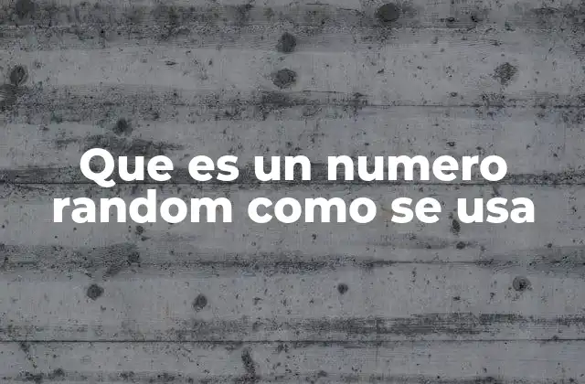 Que es un Numero Random como Se Usa