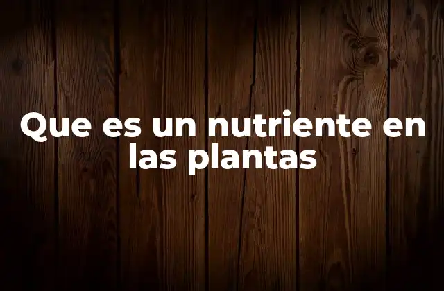 Que es un Nutriente en las Plantas