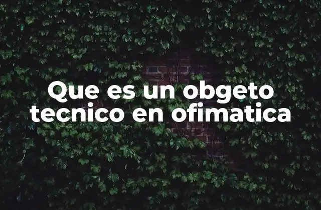 Que es un Obgeto Tecnico en Ofimatica