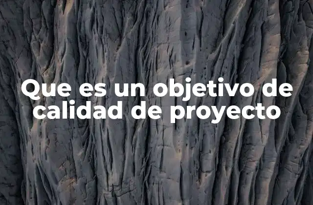 Que es un Objetivo de Calidad de Proyecto