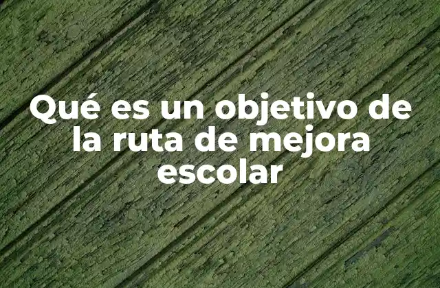 Qué es un Objetivo de la Ruta de Mejora Escolar