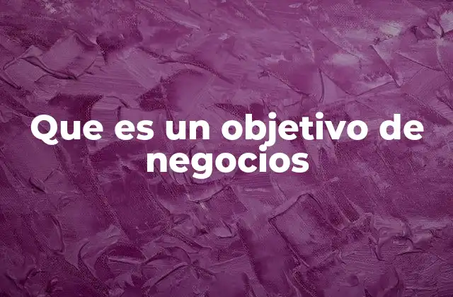 Que es un Objetivo de Negocios