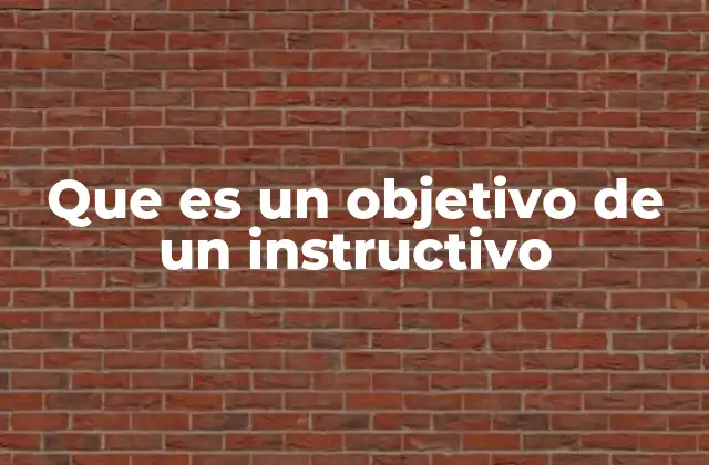 Que es un Objetivo de un Instructivo