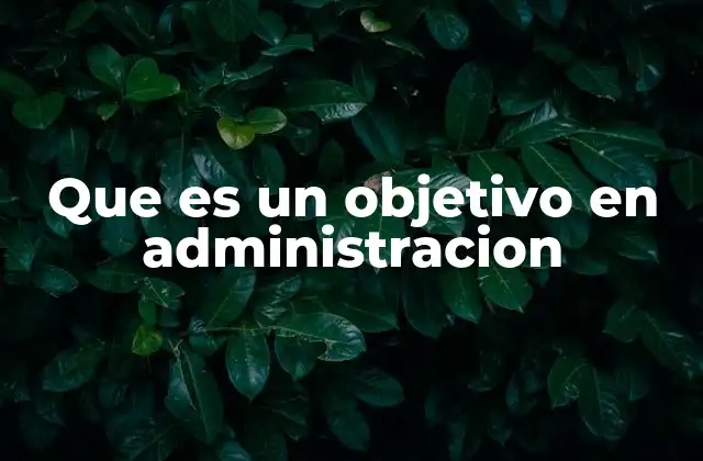 Que es un Objetivo en Administracion