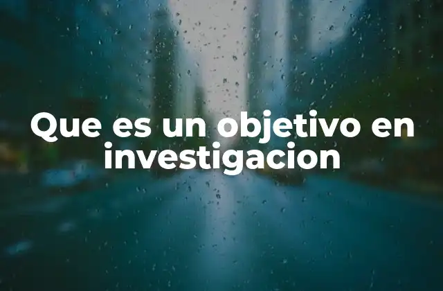 Que es un Objetivo en Investigacion