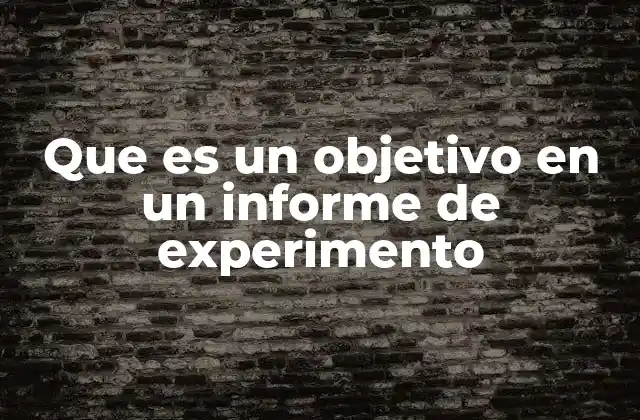 Que es un Objetivo en un Informe de Experimento