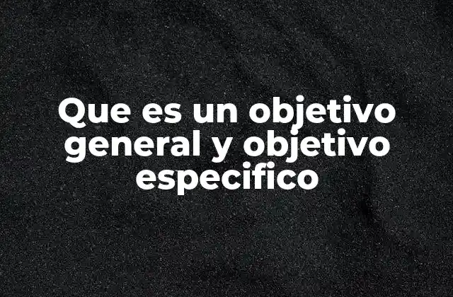 Que es un Objetivo General y Objetivo Especifico