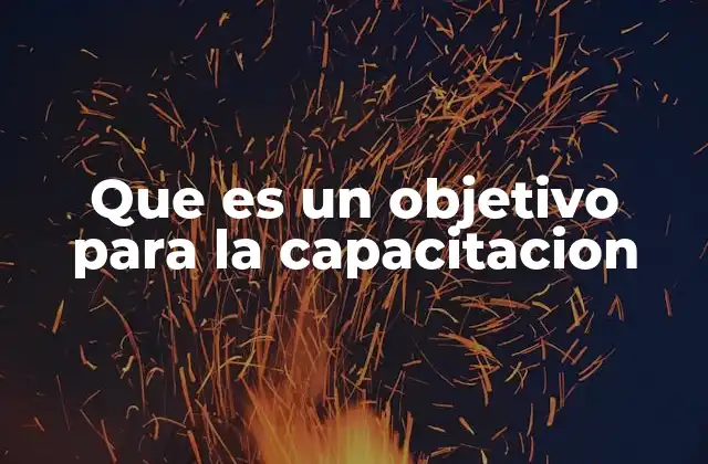 Que es un Objetivo para la Capacitacion