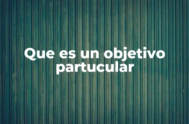 Que es un Objetivo Partucular