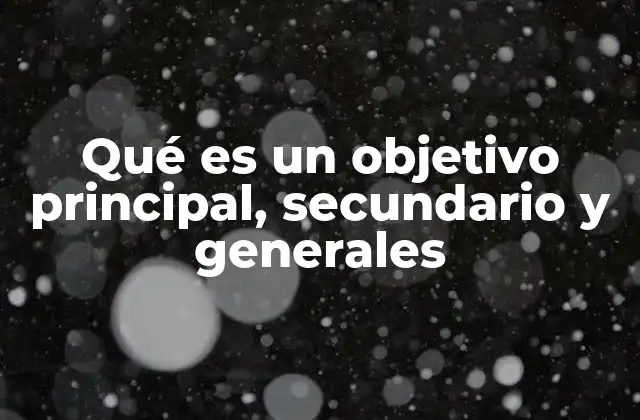 Qué es un Objetivo Principal, Secundario y Generales 2 La importancia de clasificar los objetivos por niveles