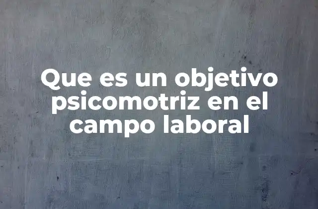 Que es un Objetivo Psicomotriz en el Campo Laboral