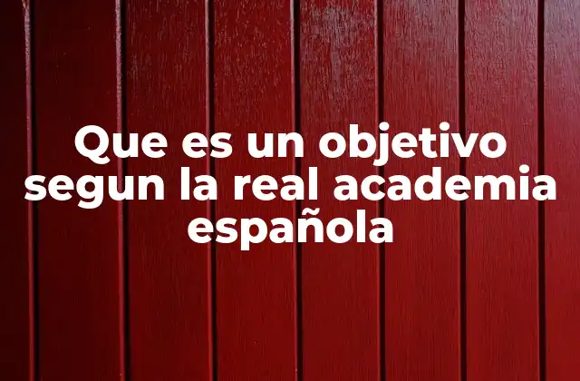 Que es un Objetivo Segun la Real Academia Española