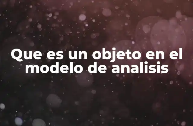 Que es un Objeto en el Modelo de Analisis