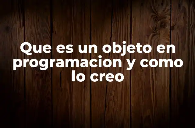 Que es un Objeto en Programacion y como Lo Creo