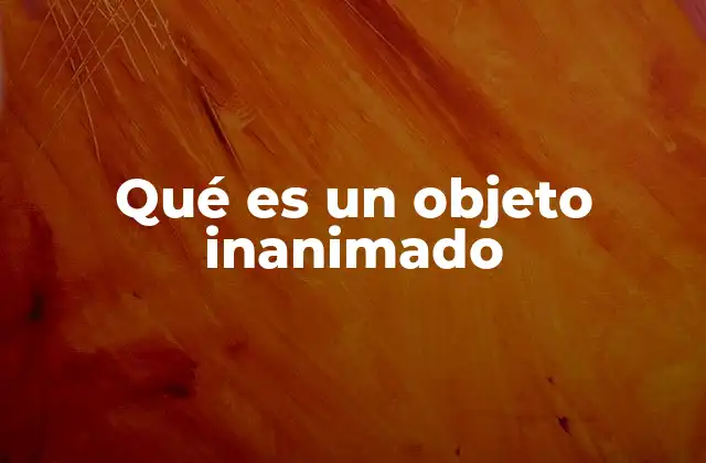 Qué es un Objeto Inanimado