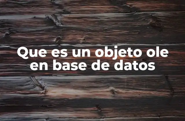Que es un Objeto Ole en Base de Datos