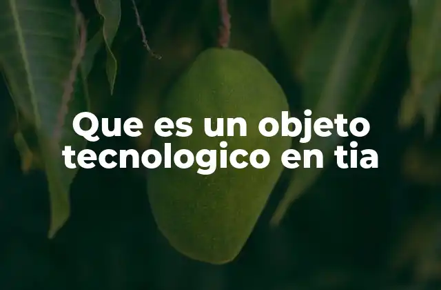Que es un Objeto Tecnologico en Tia