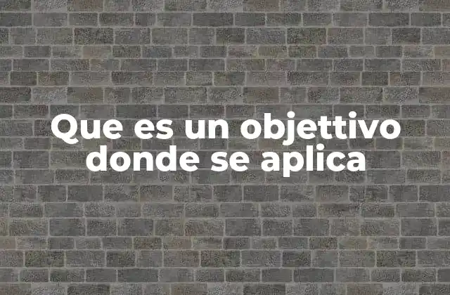 Que es un Objettivo Donde Se Aplica