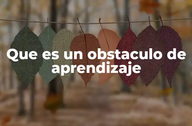 Que es un Obstaculo de Aprendizaje