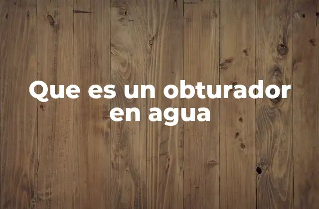 Que es un Obturador en Agua