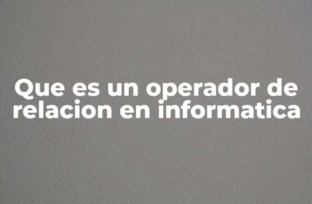 Que es un Operador de Relacion en Informatica