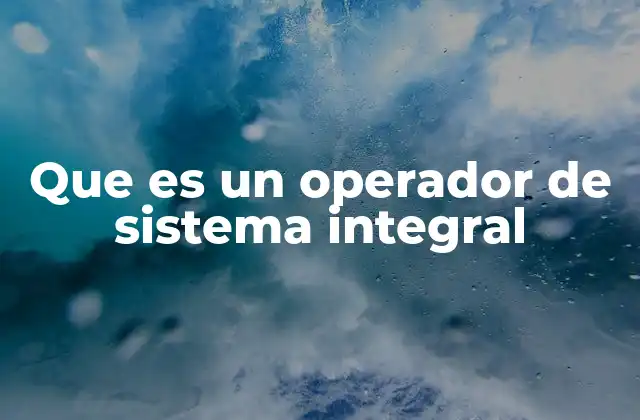 Que es un Operador de Sistema Integral