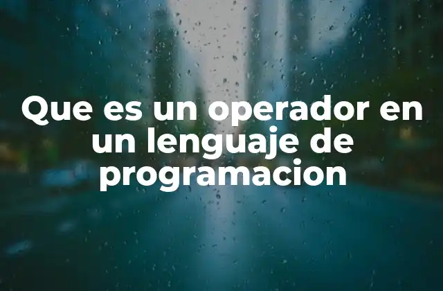 Que es un Operador en un Lenguaje de Programacion