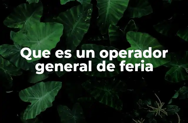 Que es un Operador General de Feria