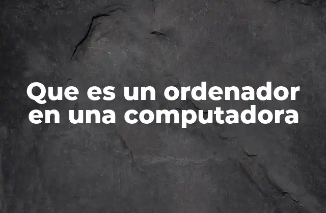 Que es un Ordenador en una Computadora