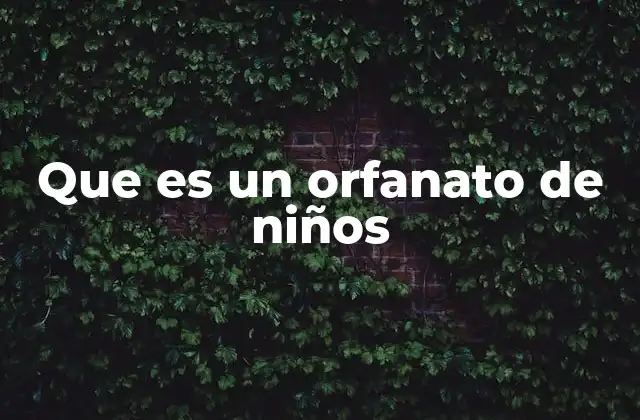 Que es un Orfanato de Niños