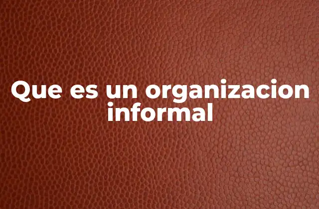 Que es un Organizacion Informal