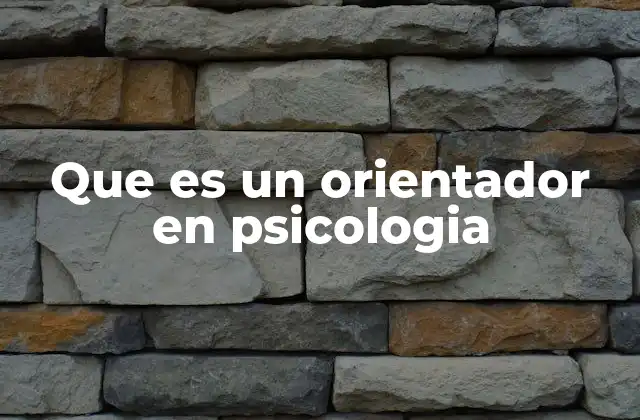 Que es un Orientador en Psicologia
