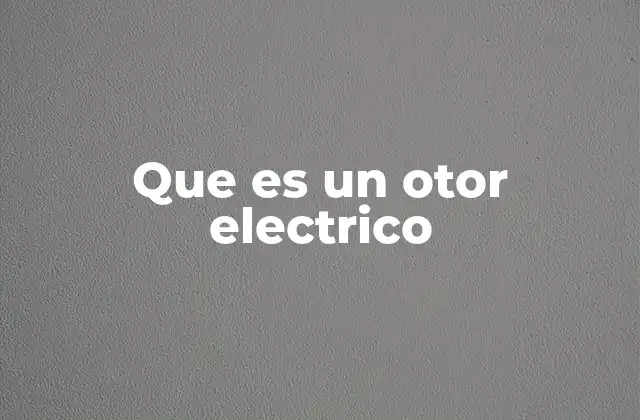 Que es un Otor Electrico