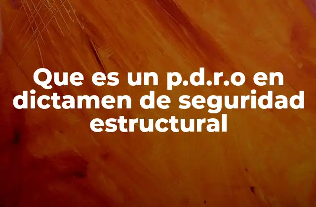 Que es un P.d.r.o en Dictamen de Seguridad Estructural
