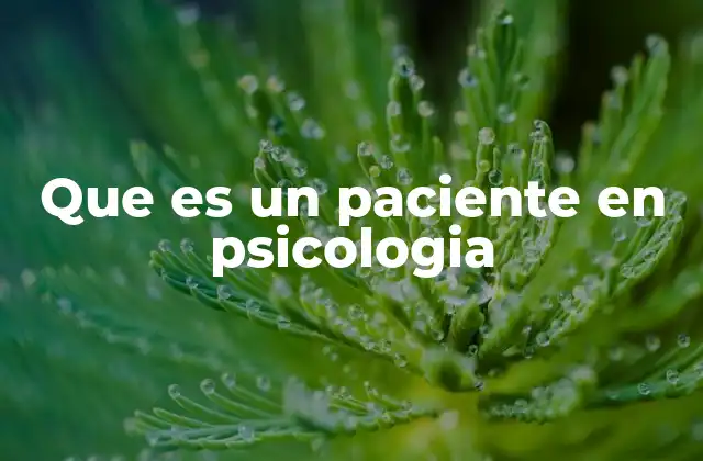 Que es un Paciente en Psicologia