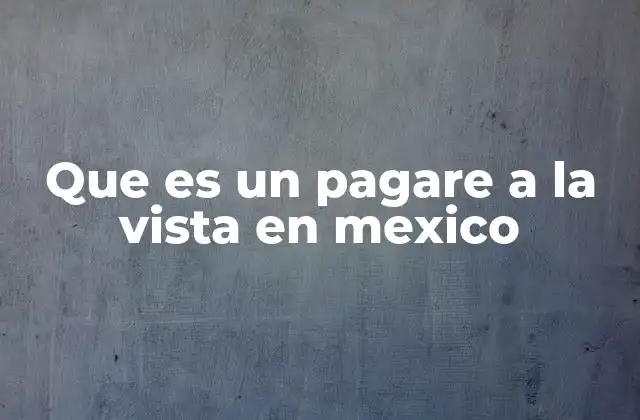 Que es un Pagare a la Vista en Mexico