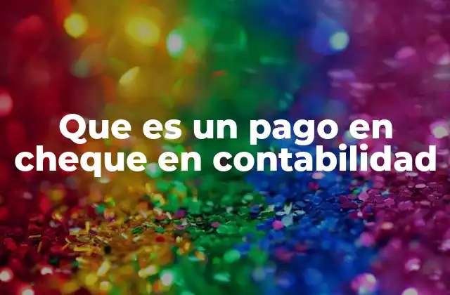 Que es un Pago en Cheque en Contabilidad