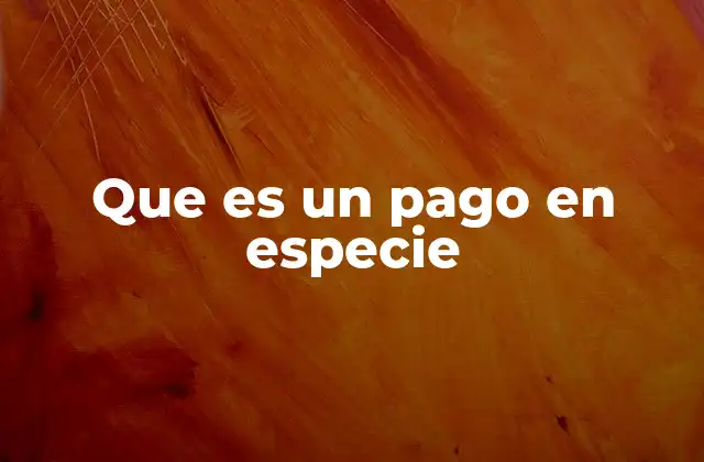 Que es un Pago en Especie