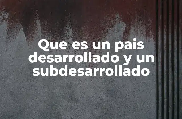 Que es un Pais Desarrollado y un Subdesarrollado