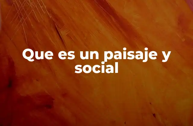 Que es un Paisaje y Social