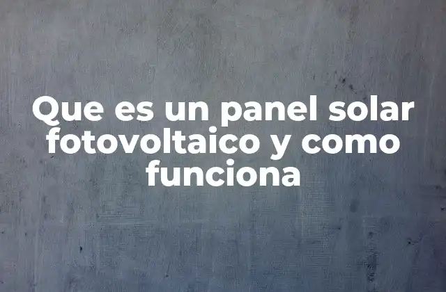 Que es un Panel Solar Fotovoltaico y como Funciona