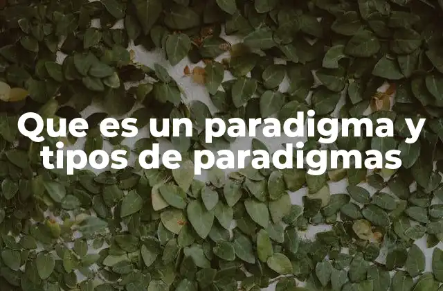 Que es un Paradigma y Tipos de Paradigmas