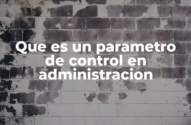 Que es un Parametro de Control en Administracion