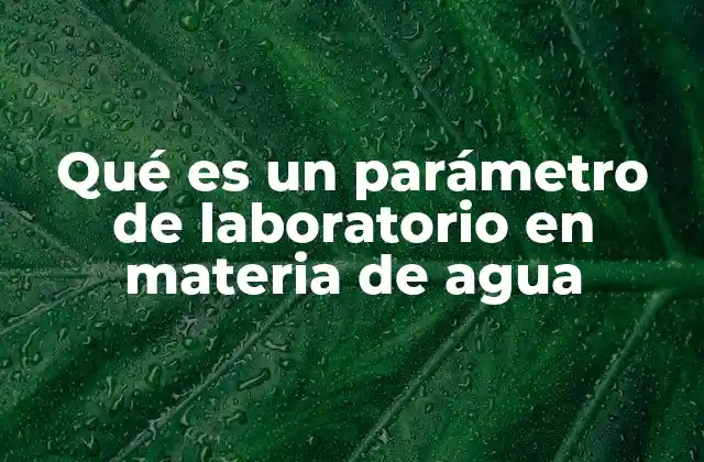 Qué es un Parámetro de Laboratorio en Materia de Agua