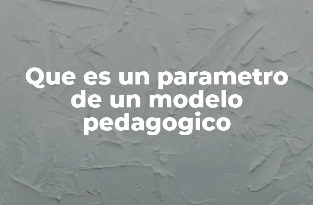 Que es un Parametro de un Modelo Pedagogico