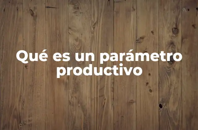 Qué es un Parámetro Productivo