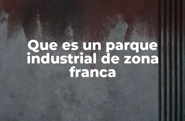 Que es un Parque Industrial de Zona Franca