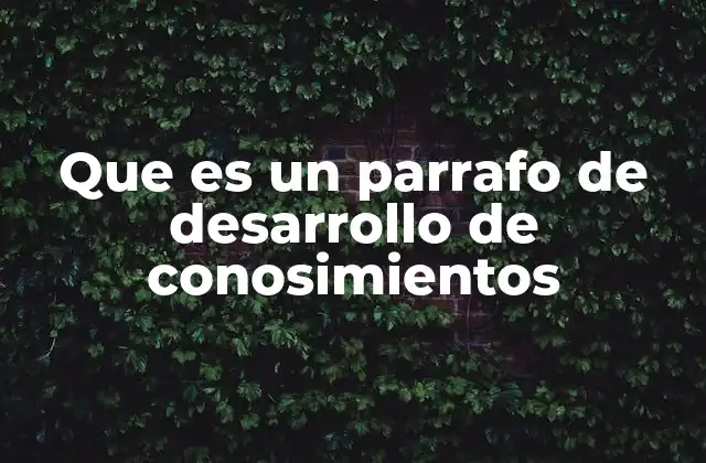 Que es un Parrafo de Desarrollo de Conosimientos