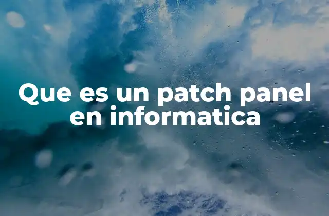 Que es un Patch Panel en Informatica