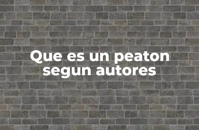 Que es un Peaton Segun Autores